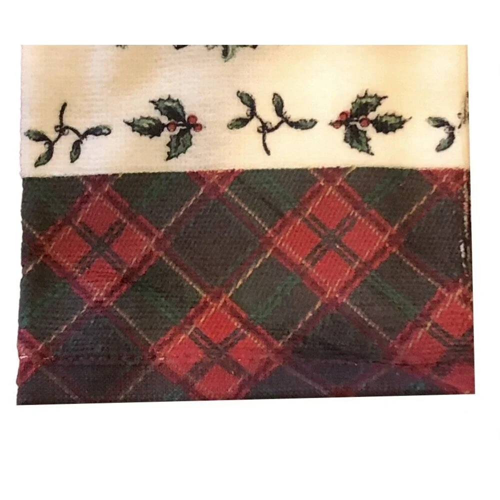 Spode Christmas Kitchen Dish Towel Tree 100% Cotton Tartan Plaid 27x19 Holiday